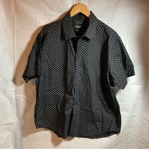 Men’s Kenneth Cole Short Sleeve Shirt 1X Black with White Diamomd pattern